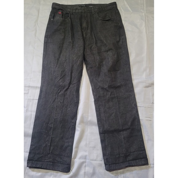 Rocawear‎ Jeans Mens 38x30 Classic Fit Black Denim Hip Hop Skater Baggy Y2K Euc - Picture 1 of 13